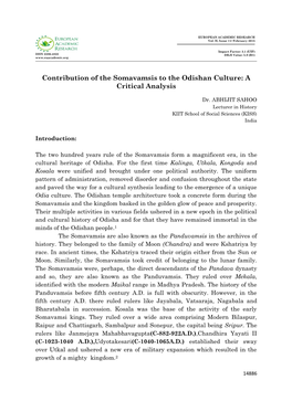 Contribution of the Somavamsis to the Odishan Culture: a Critical Analysis