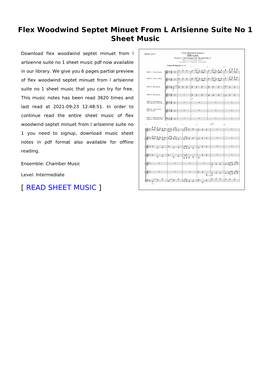 Flex Woodwind Septet Minuet from L Arlsienne Suite No 1 Sheet Music
