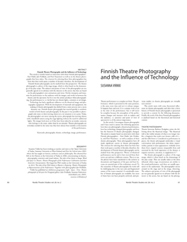 Finnish Theatre Photography and the Influence of Technology