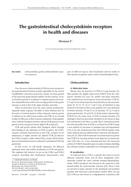 The Gastrointestinal Cholecystokinin Receptors in Health and Diseases
