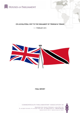 Cpa Uk Bilateral Visit to the Parliament of Trinidad & Tobago Final Report
