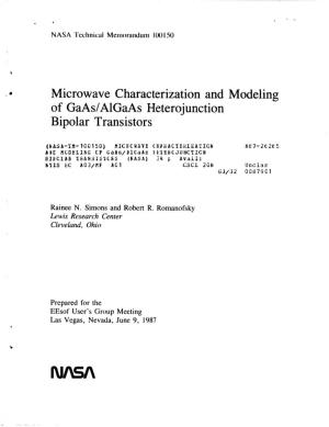Microwave Characterization and Modeling of Gaas/Algaas Heterojunction Bipolar Transistors