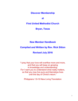 Discover Membership at First United Methodist Church Bryan, Texas