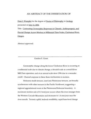 An Abstract of the Dissertation Of