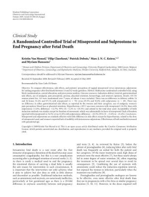 A Randomized Controlled Trial of Misoprostol and Sulprostone to End Pregnancy After Fetal Death