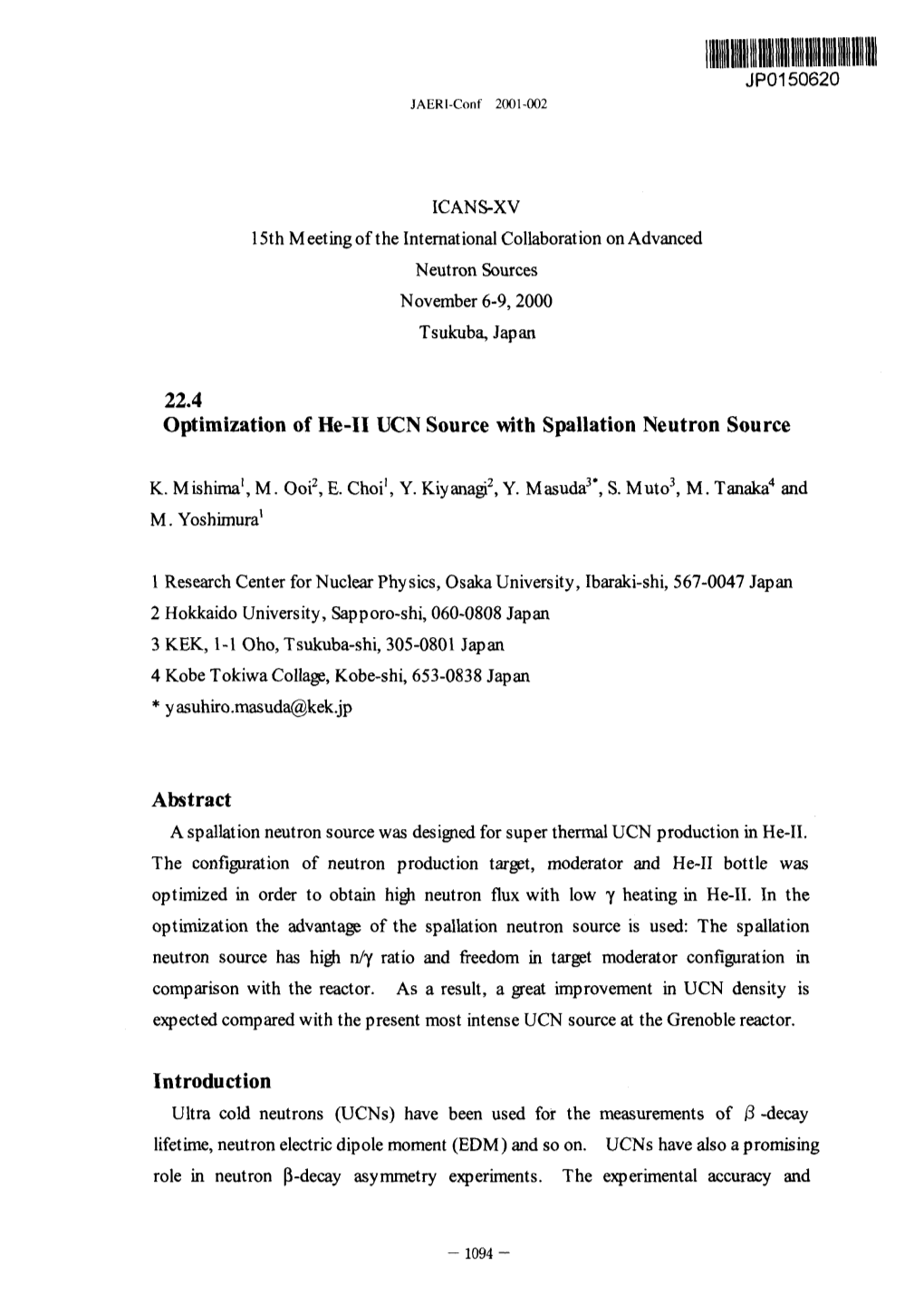 22.4 Optimization of He-II UCN Source with Spallation Neutron Source