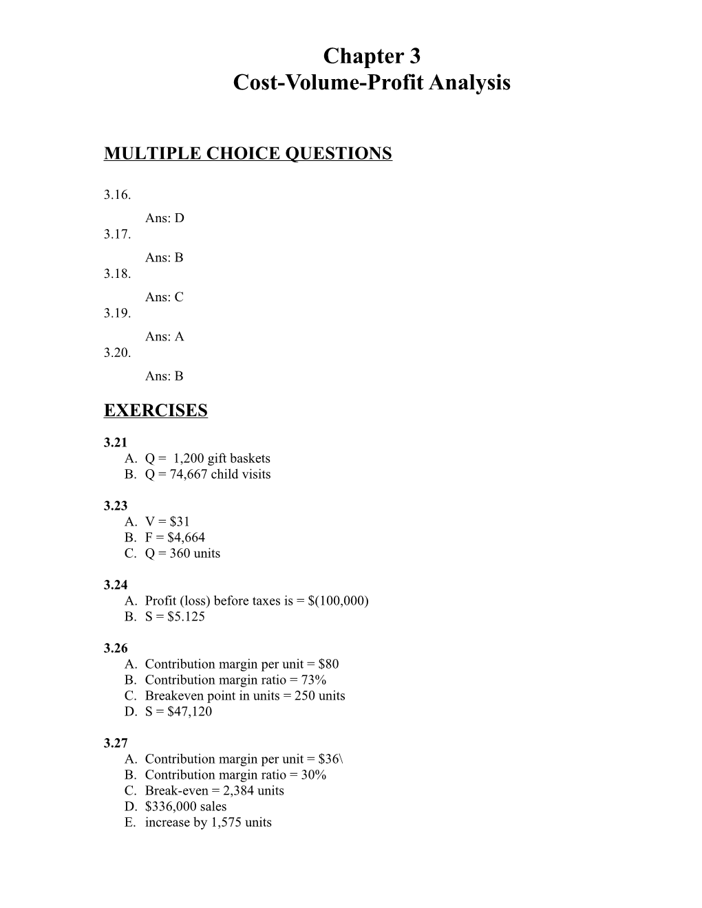 Solutions for Problems in Chapter 3