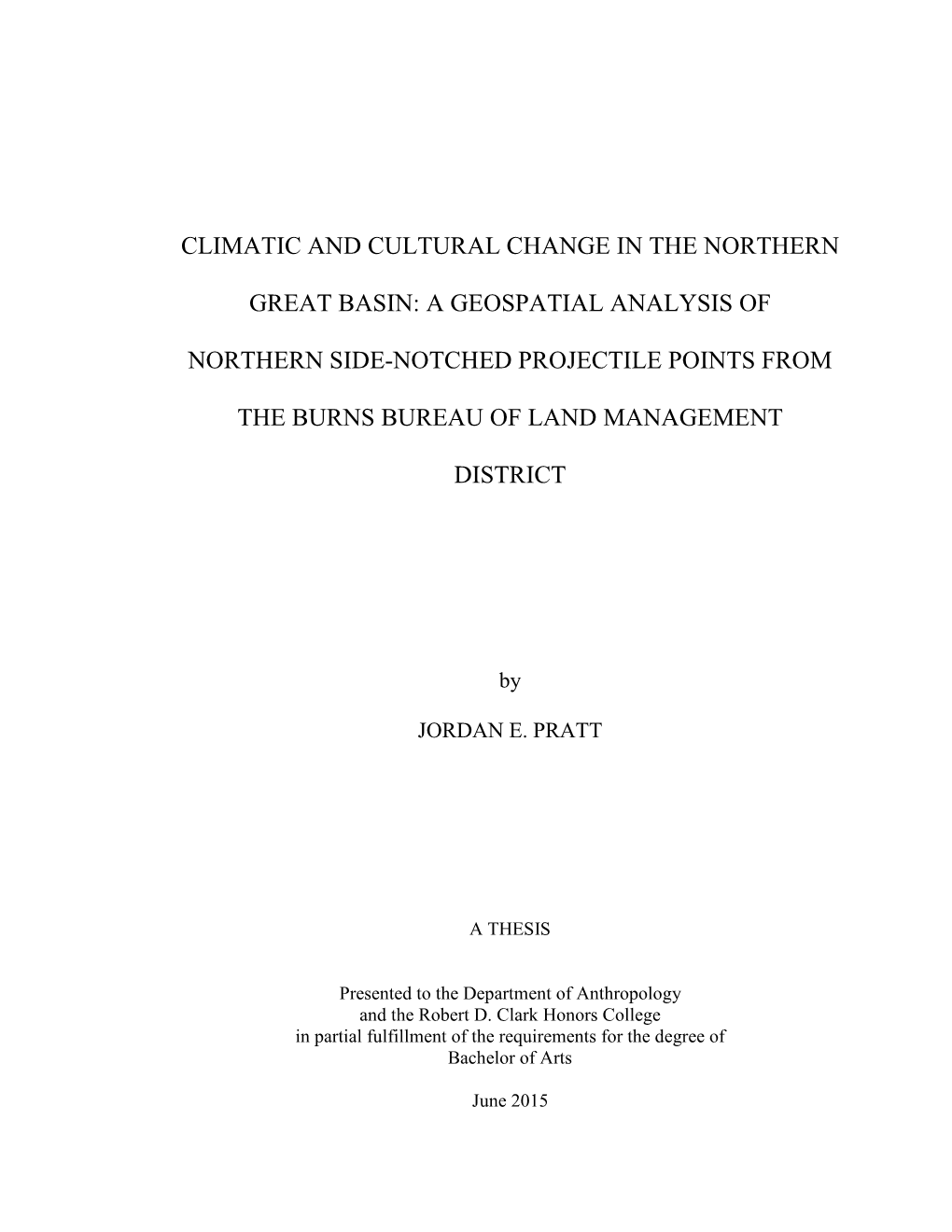 Climatic and Cultural Change in the Northern Great