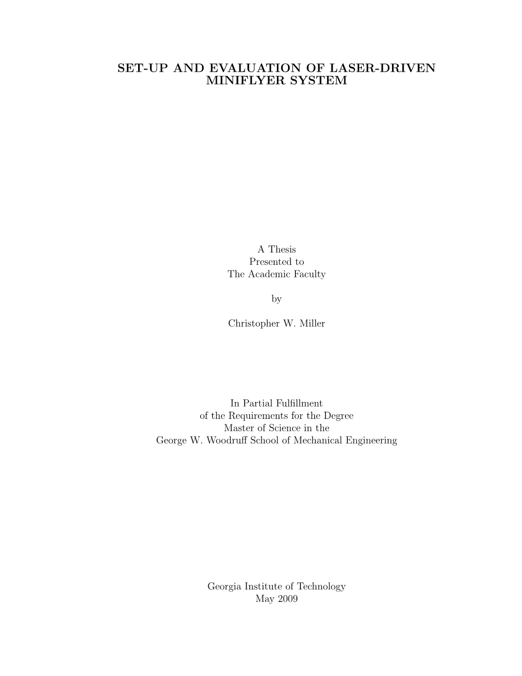 Set-Up and Evaluation of Laser-Driven Miniflyer System