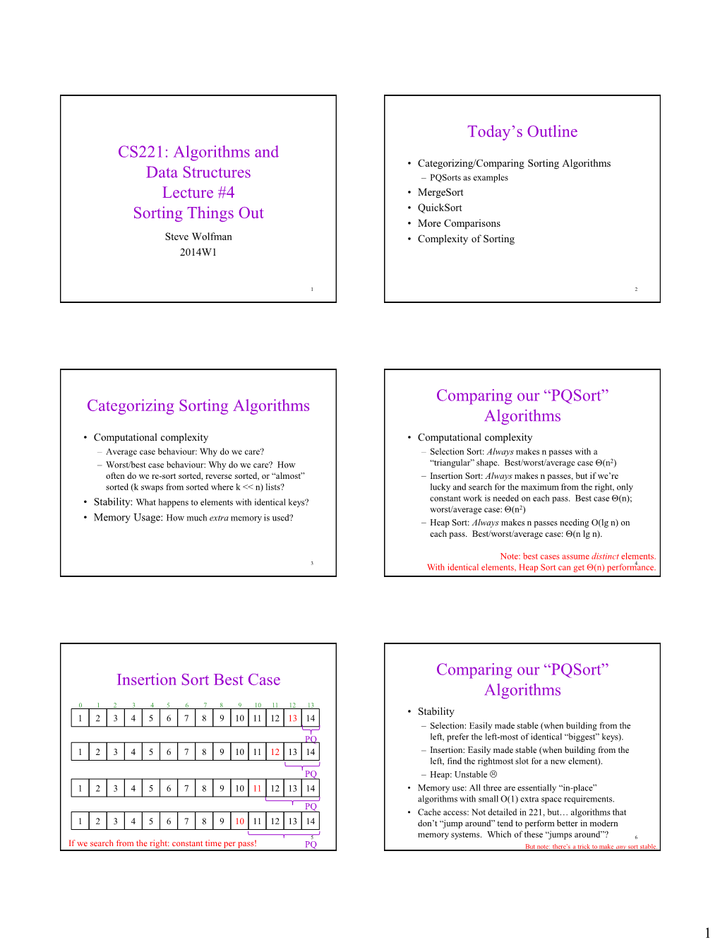 CS221: Algorithms and Data Structures Lecture #4 Sorting