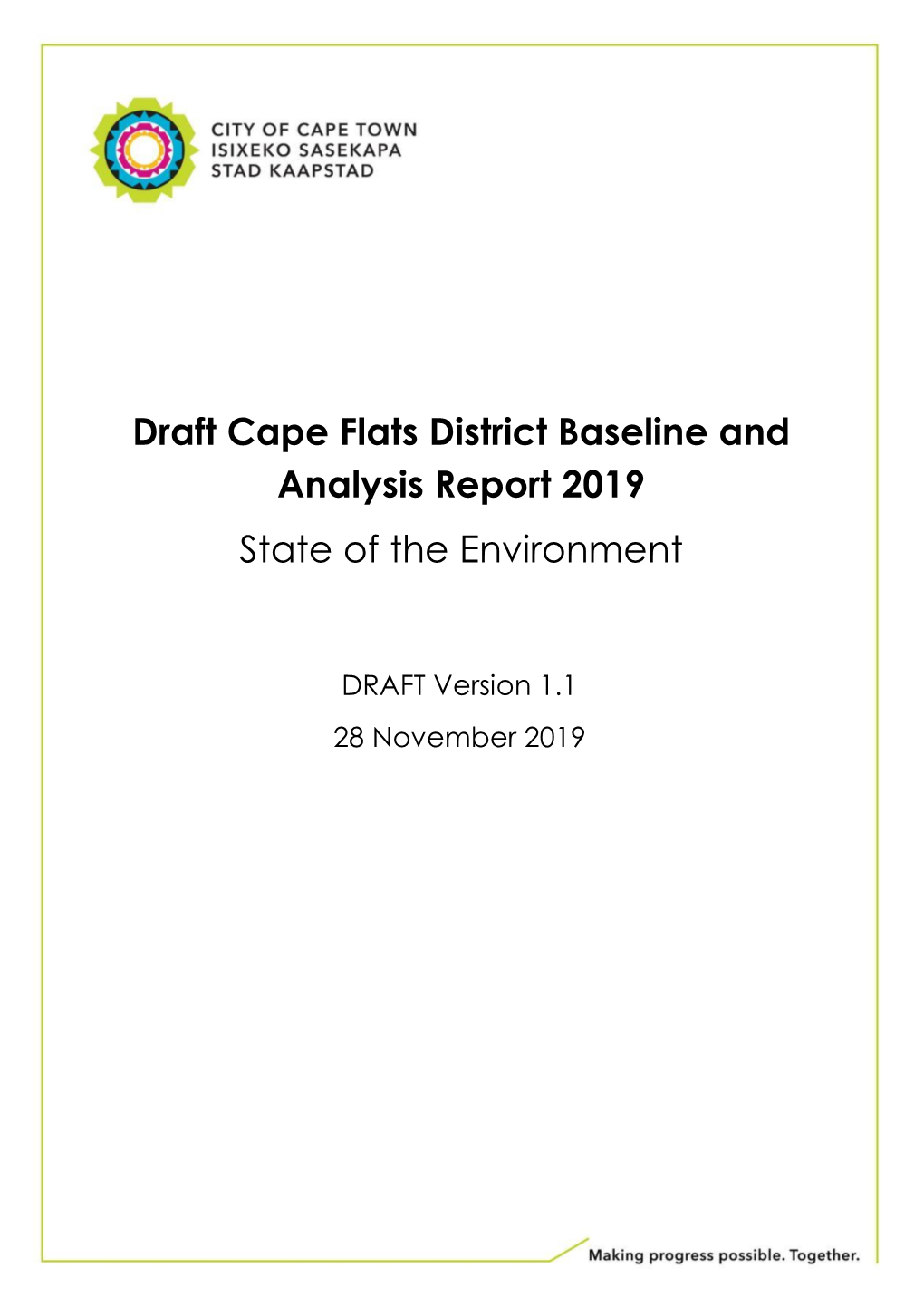 Draft Cape Flats District Baseline and Analysis Report 2019 State of the Environment