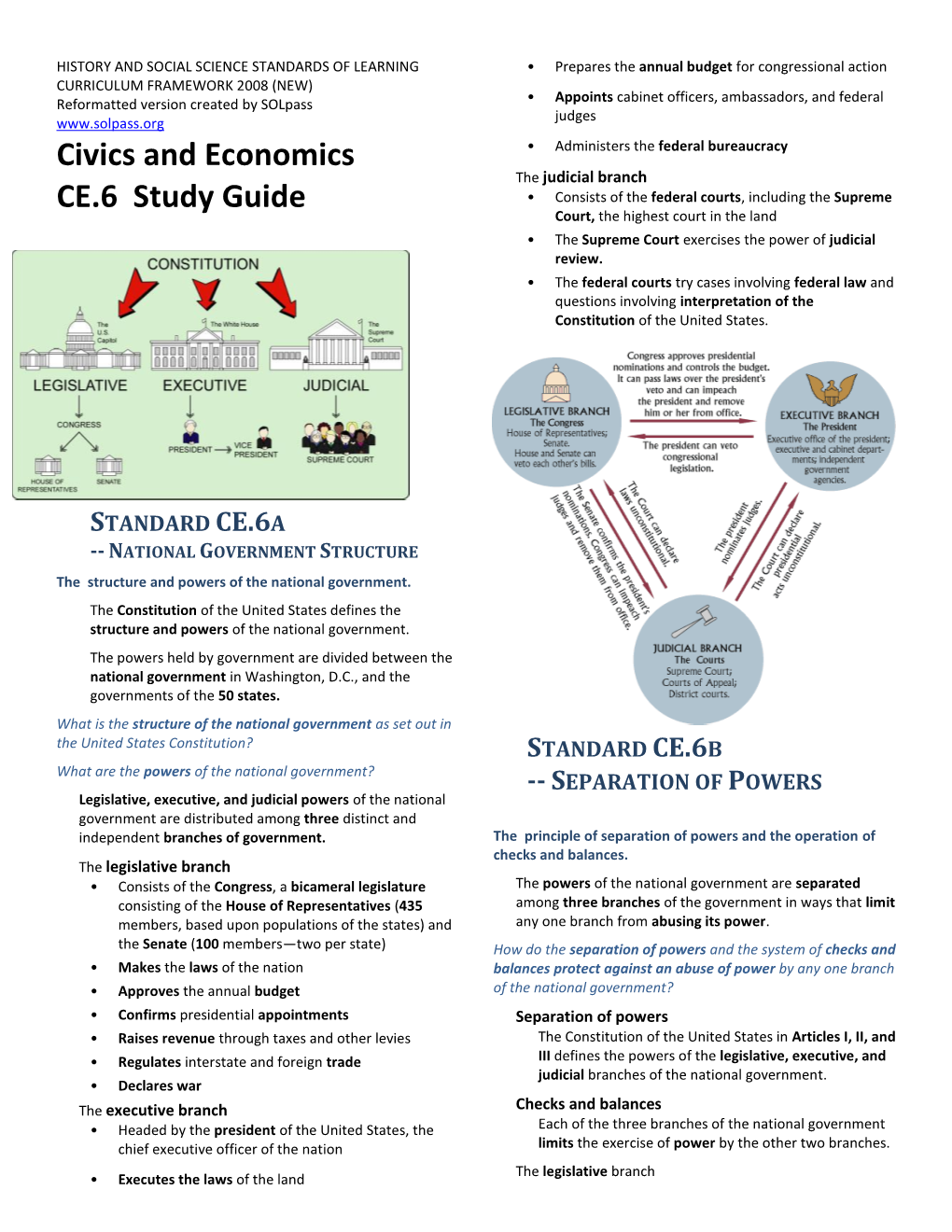 Civics and Economics CE.6 Study Guide