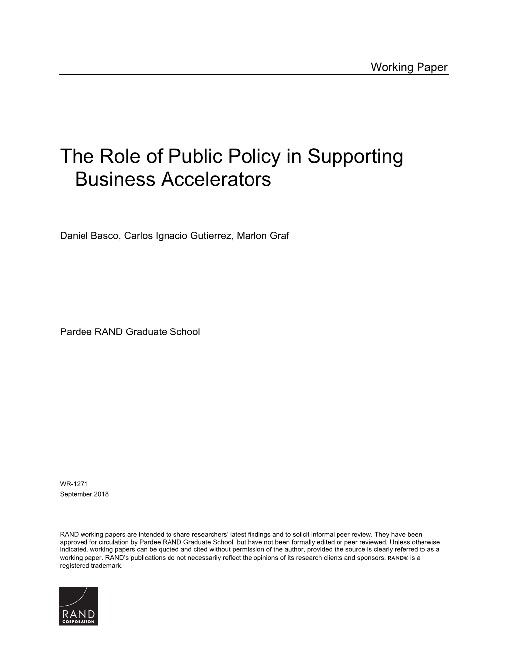 The Role of Public Policy in Supporting Business Accelerators