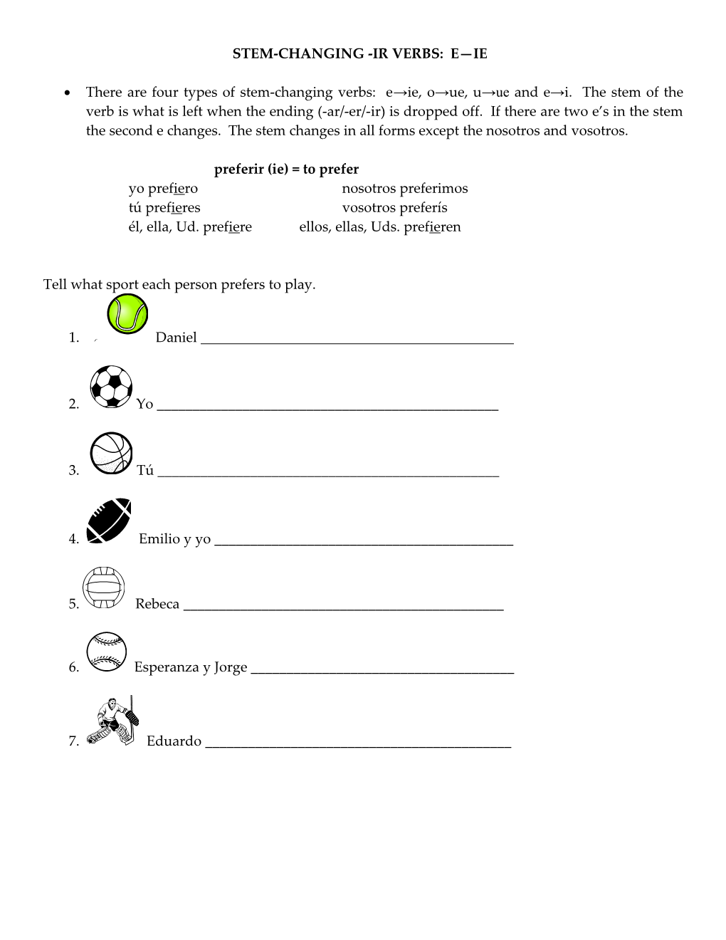 Stem-Changing -Ir Verbs: E Ie