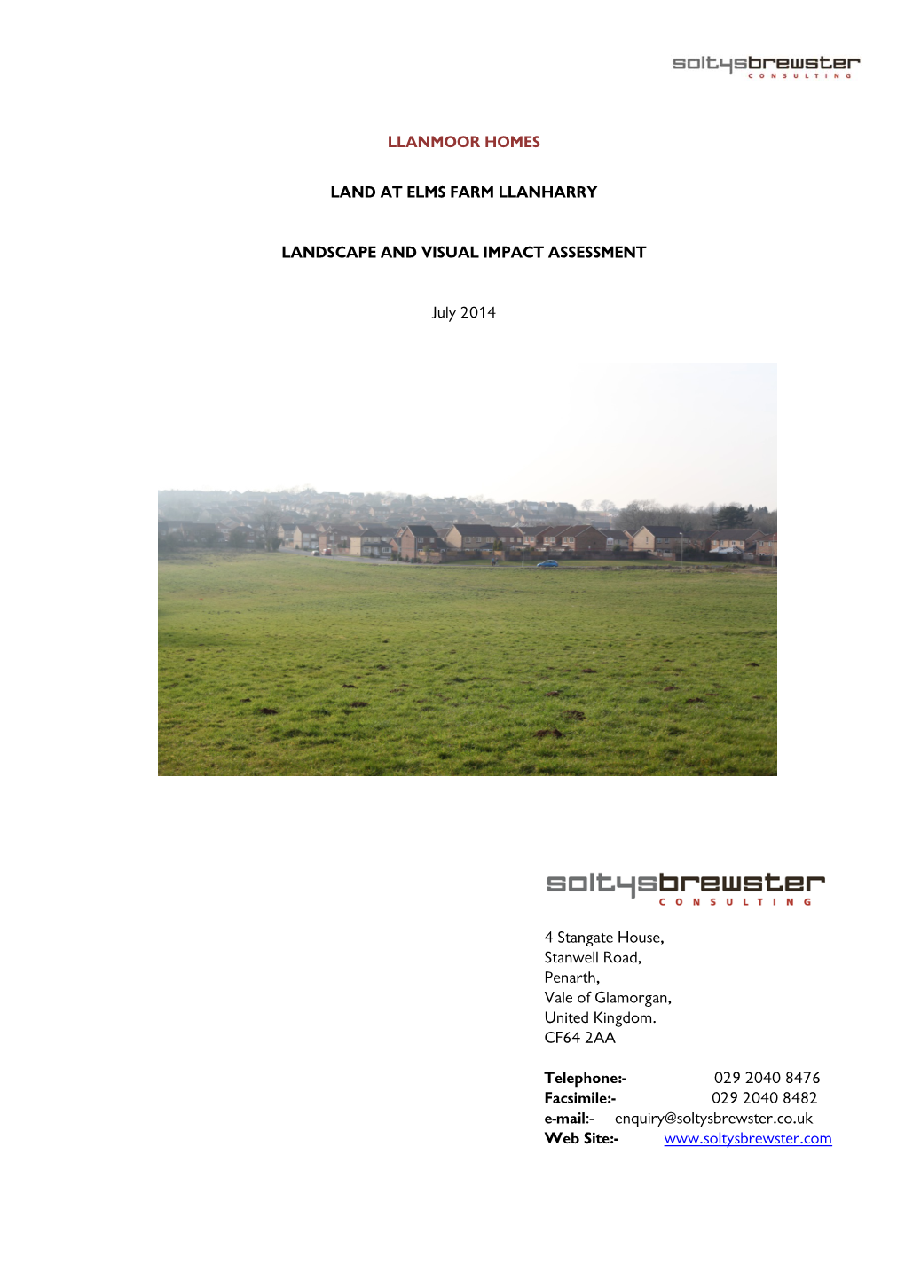 Llanmoor Homes Land at Elms Farm Llanharry Landscape and Visual Impact Assessment