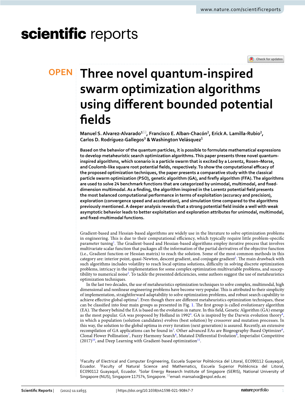 Three Novel Quantum-Inspired Swarm Optimization Algorithms Using