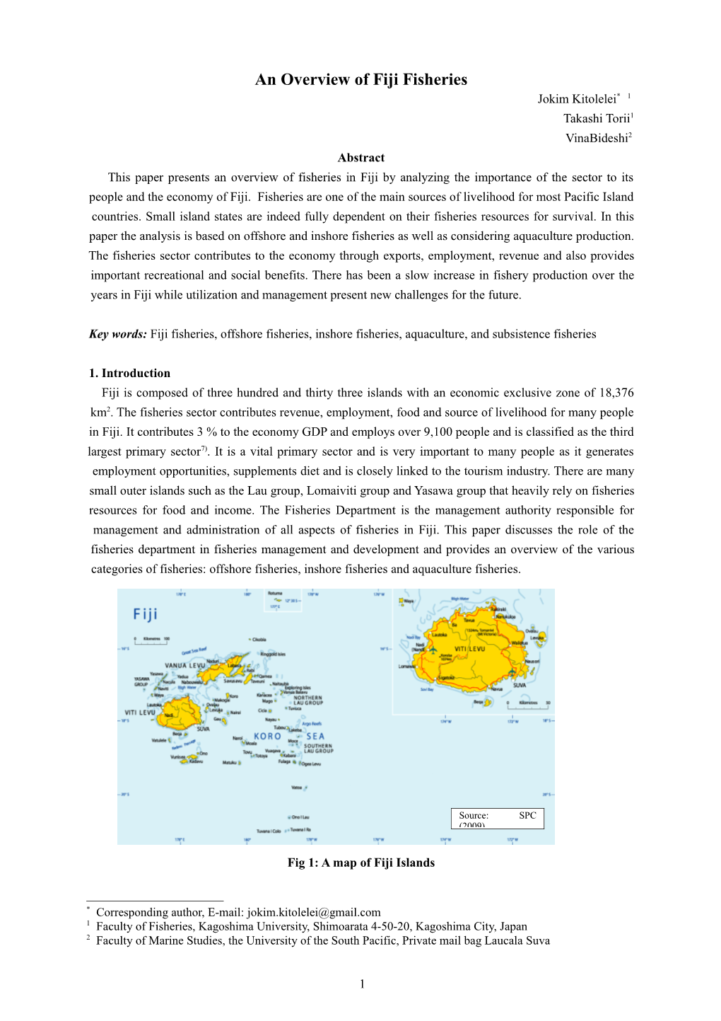 An Overview of Fiji Fisheries