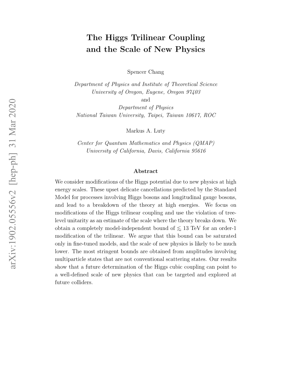 The Higgs Trilinear Coupling and the Scale of New Physics