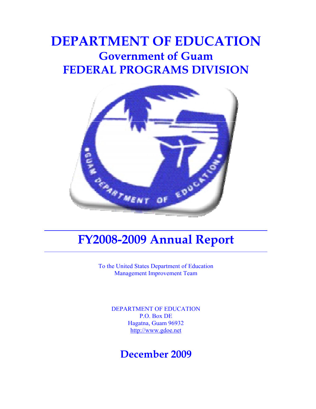 Government of Guam FEDERAL PROGRAMS DIVISION