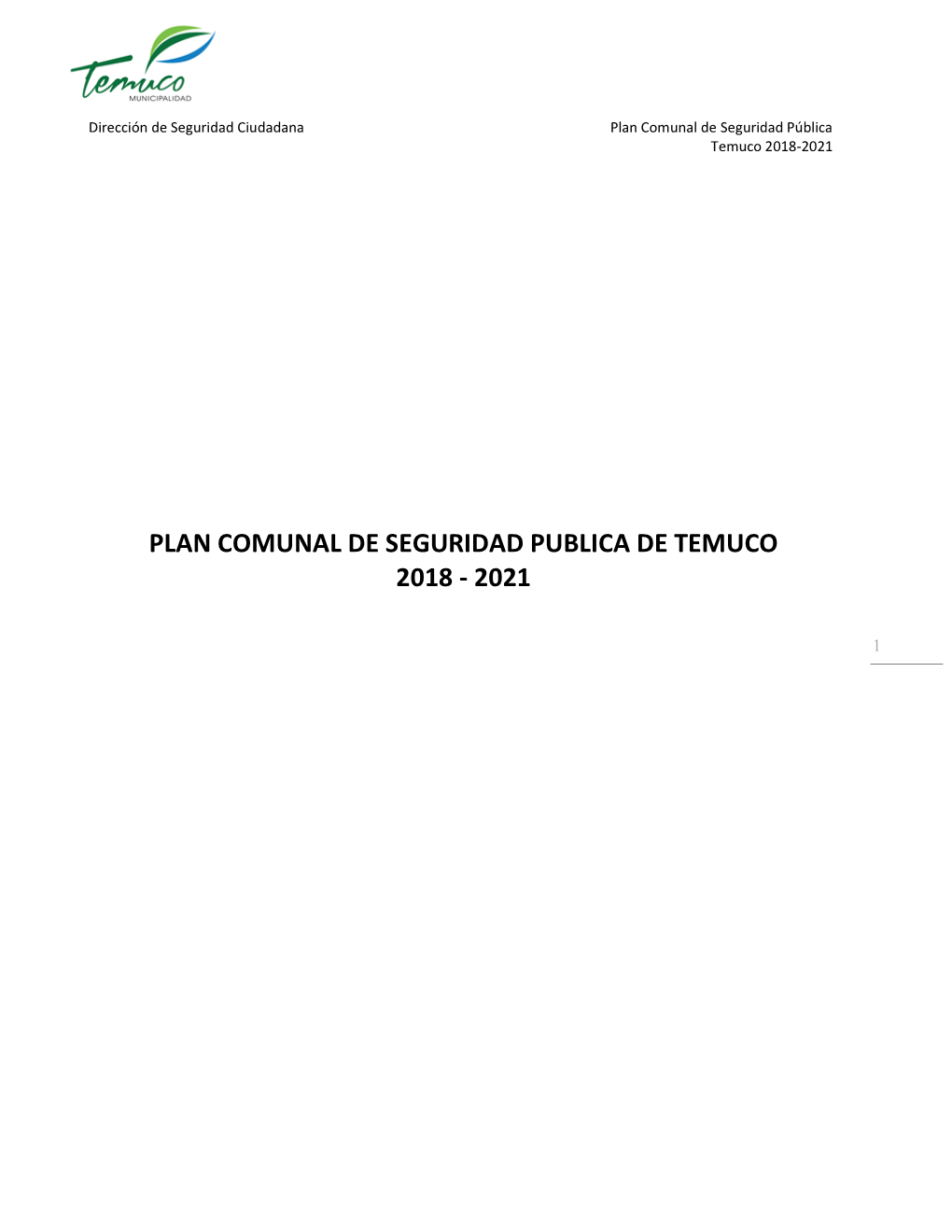 Plan Comunal De Seguridad Publica De Temuco 2018 - 2021