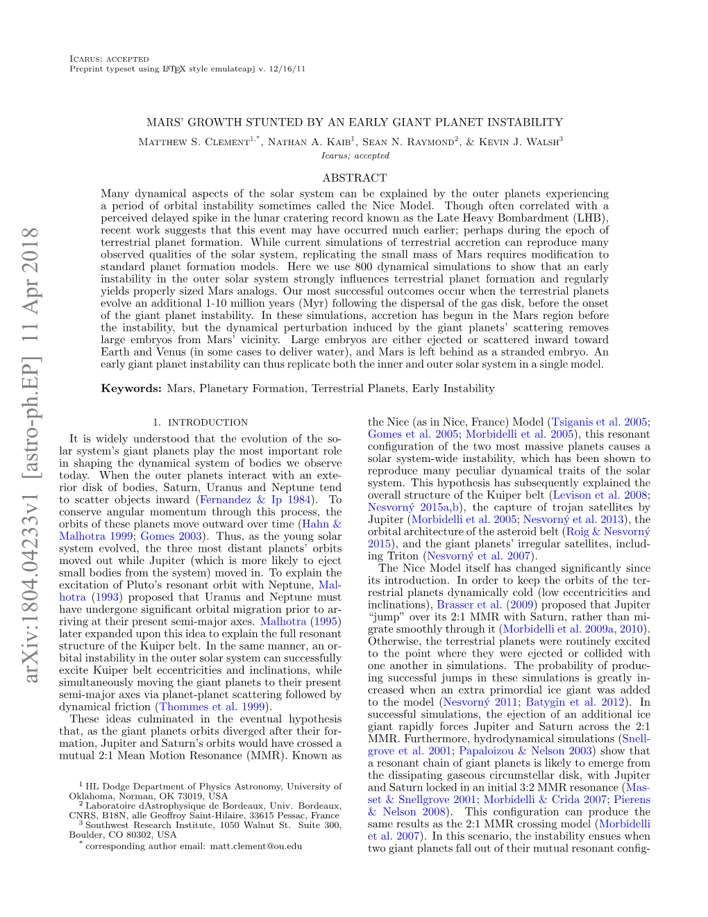 Arxiv:1804.04233V1 [Astro-Ph.EP]