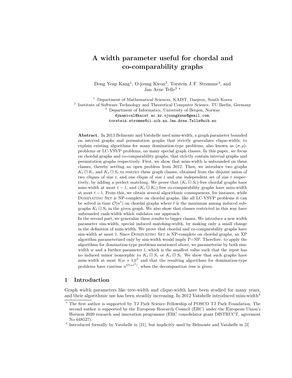 A Width Parameter Useful for Chordal and Co-Comparability Graphs