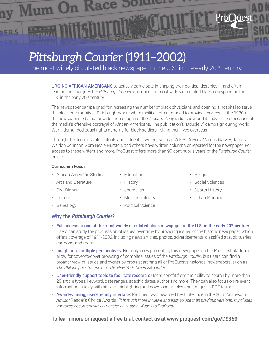 Pittsburgh Courier (1911–2002) the Most Widely Circulated Black Newspaper in the U.S