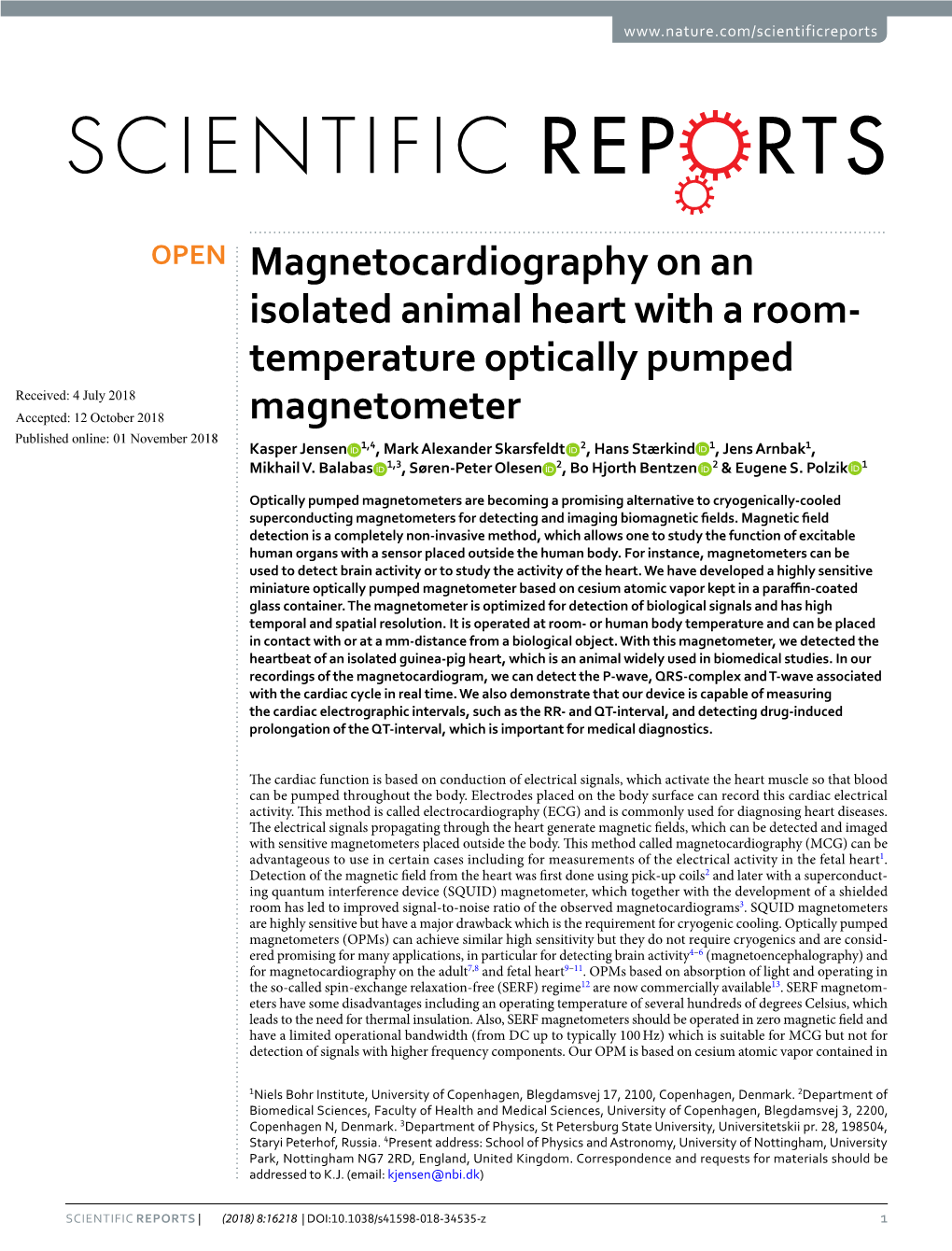 Magnetocardiography on an Isolated Animal Heart with a Room