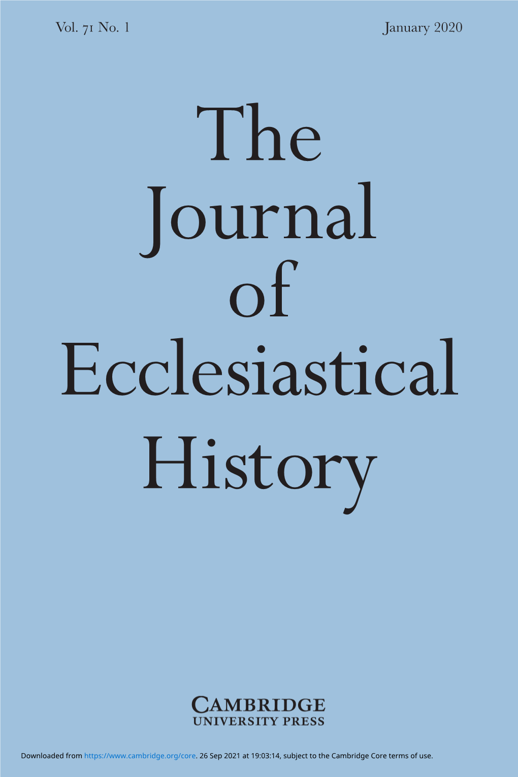 T He Journal of Ecclesiastical History