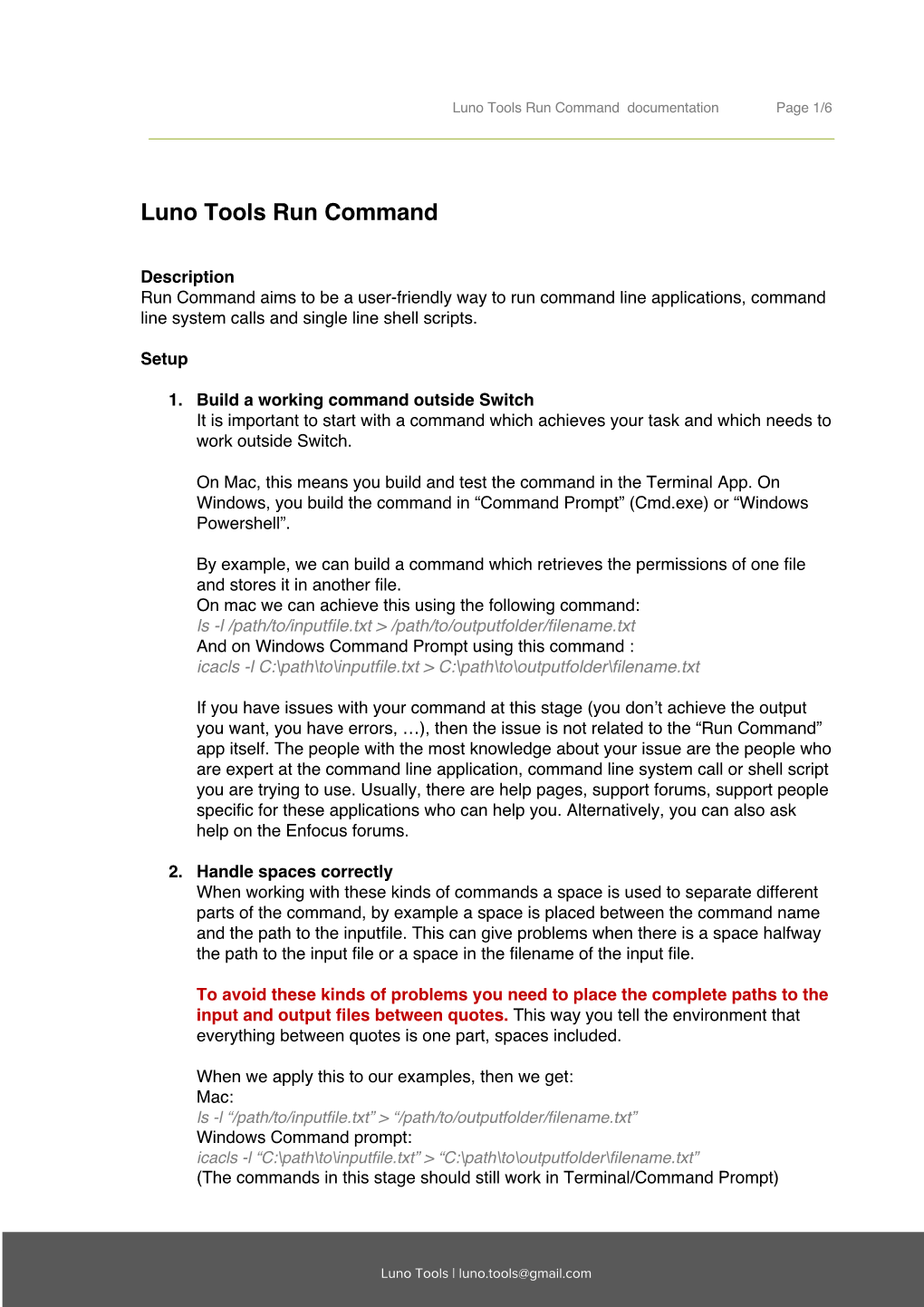 Luno Tools Run Command Documentation Page 1/6