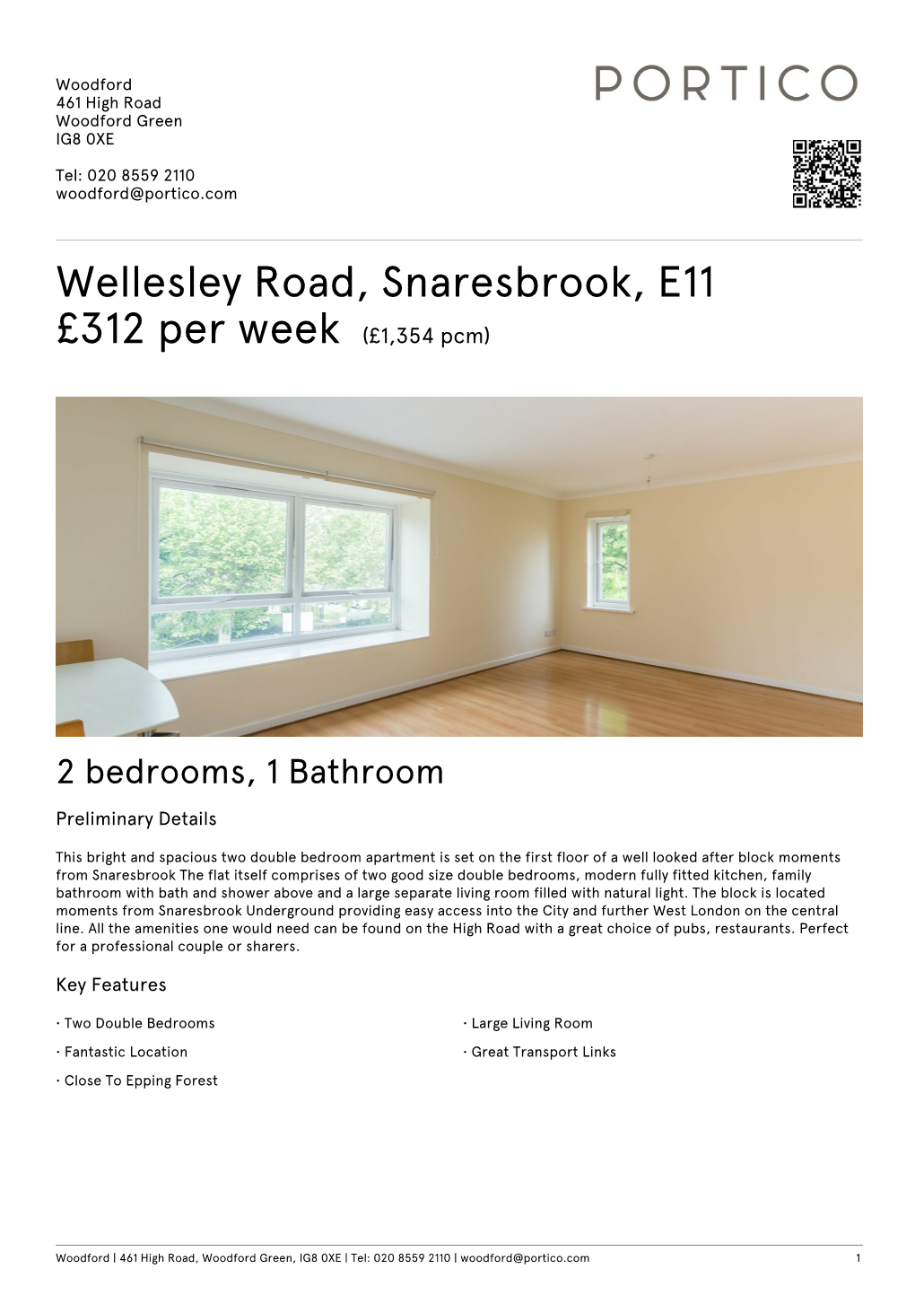 Wellesley Road, Snaresbrook, E11 £312 Per Week