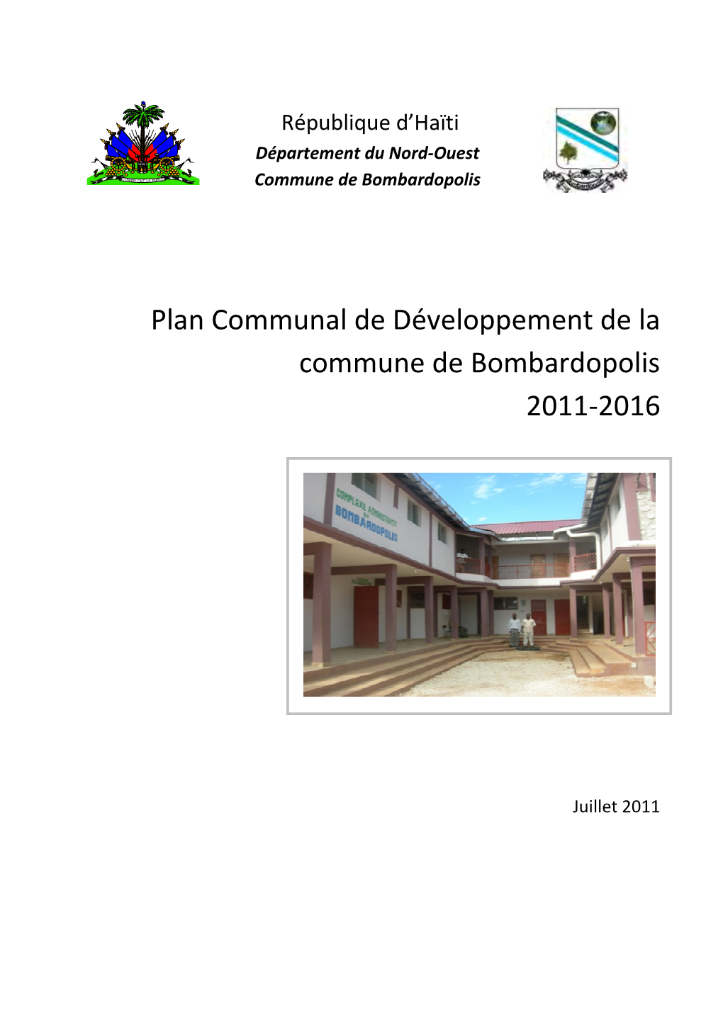 Plan Communal De Développement De La Commune De Bombardopolis 2011-2016