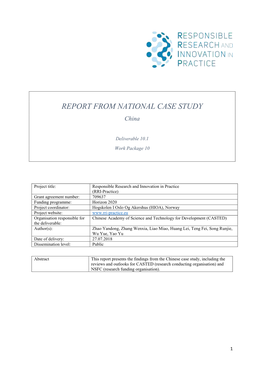 RRI-Practice National Case Study Report CHINA