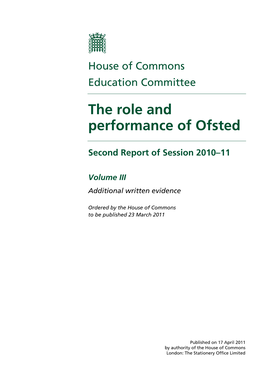 The Role and Performance of Ofsted