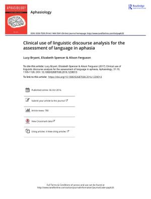 Clinical Use of Linguistic Discourse Analysis for the Assessment of Language in Aphasia