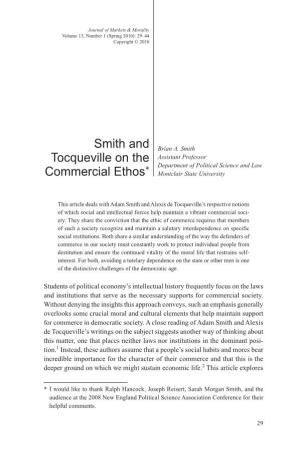 Smith and Tocqueville on the Commercial Ethos*