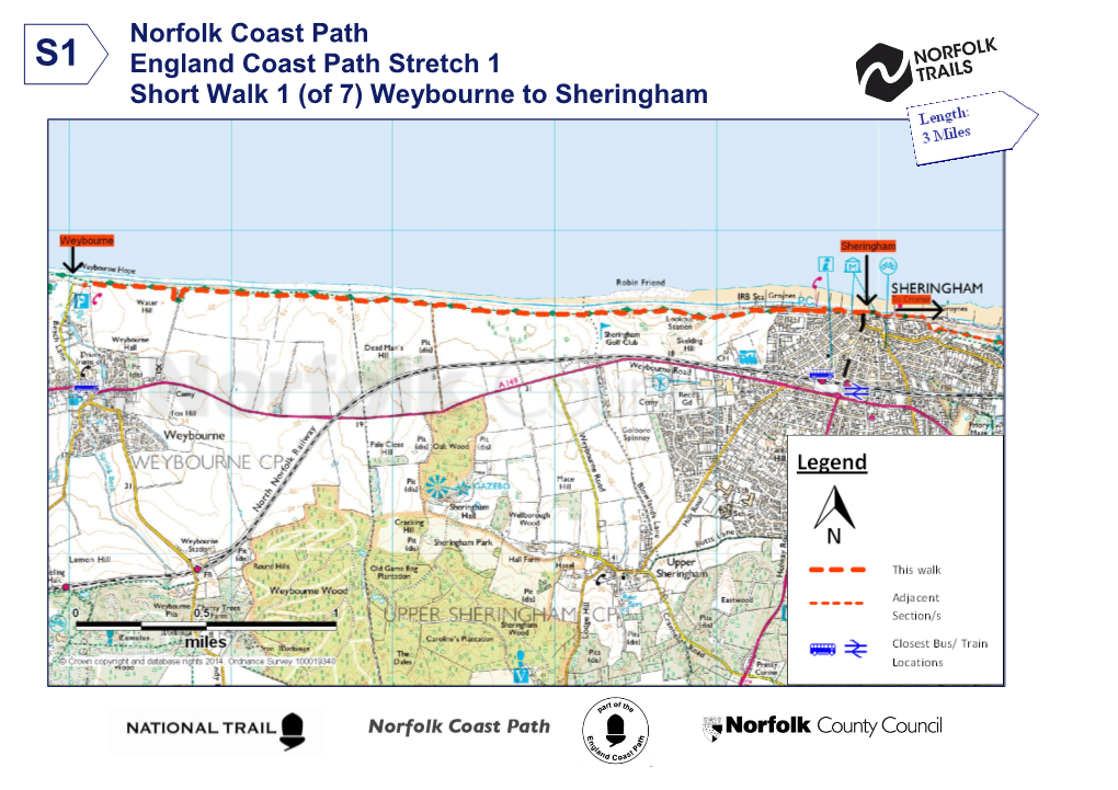Norfolk Coast Path England Coast Path Stretch 1 Short Walk 1 (Of 7) Weybourne to Sheringham