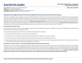 Raymond James Insights Into How This Crisis Alters Business Trends