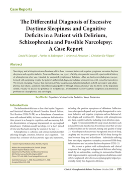 The Differential Diagnosis of Excessive Daytime Sleepiness And