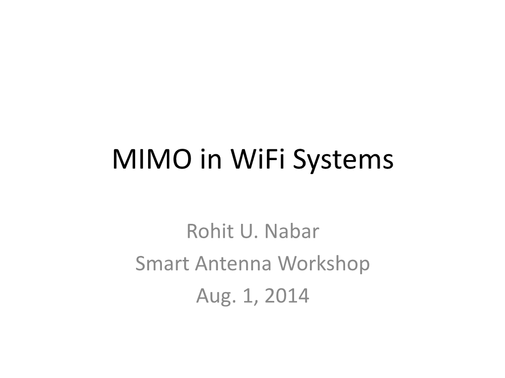 MIMO Technology in Wifi Systems