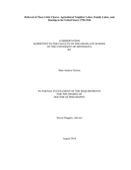 Agricultural Neighbor Labor, Family Labor, and Kinship in the United States 1790-1940