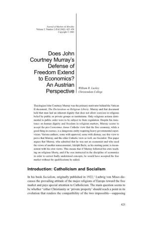 Does John Courtney Murray's Defense of Freedom Extend To