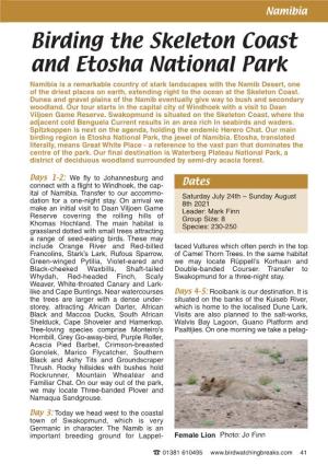 Birding the Skeleton Coast and Etosha National Park