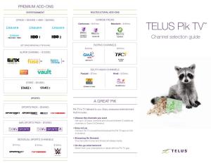 TELUS Pik TV Channel Selection Guide