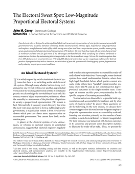 Low-Magnitude Proportional Electoral Systems