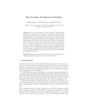 The Security of Ciphertext Stealing