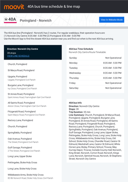 40A Bus Time Schedule & Line Route