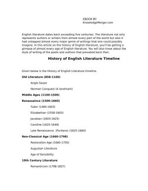 History of English Literature Timeline