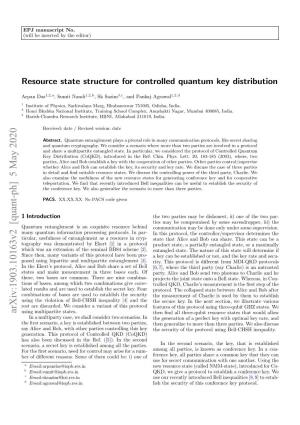 Resource State Structure for Controlled Quantum Key Distribution