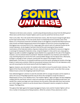 “Welcome to the Sonic Comic Universe